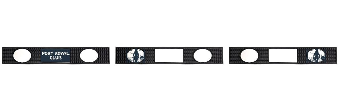 Custom Rubber Bar Mat with 3 Imprint Areas - 22.3"L x 3.4"W
