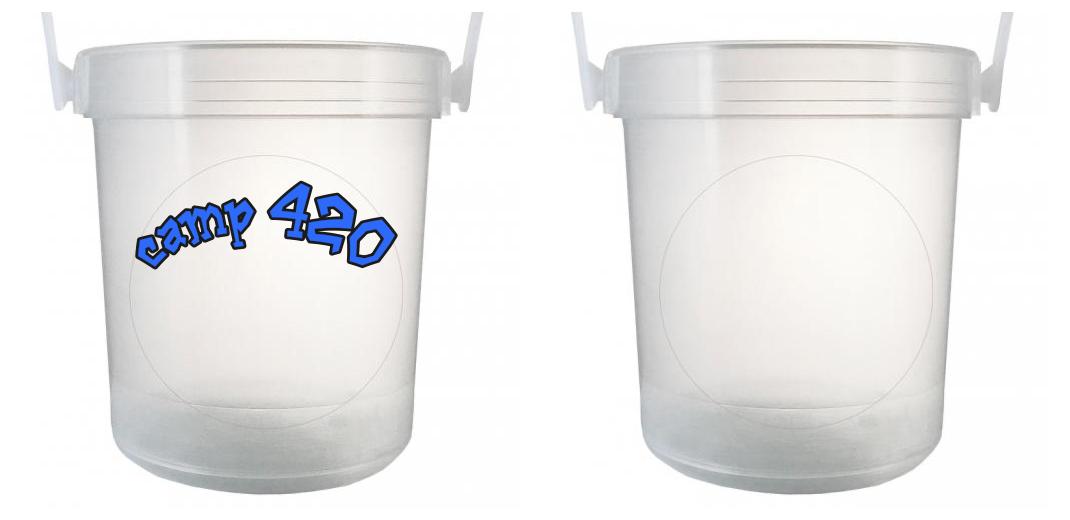 32 oz Plastic Rum Buckets with Custom Sticker