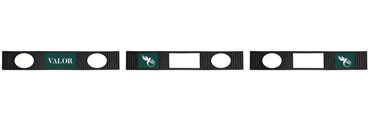 Custom Rubber Bar Mat with 3 Imprint Areas - 22.3"L x 3.4"W