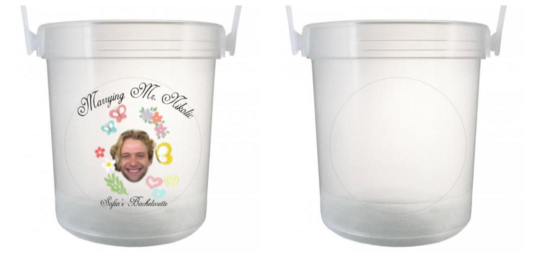 32 oz Plastic Rum Buckets with Custom Sticker