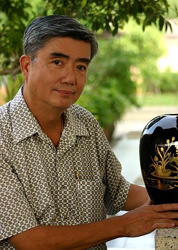 Hand Painted Lacquerware Wood Boxes (Pair) - Orchid and Poppy