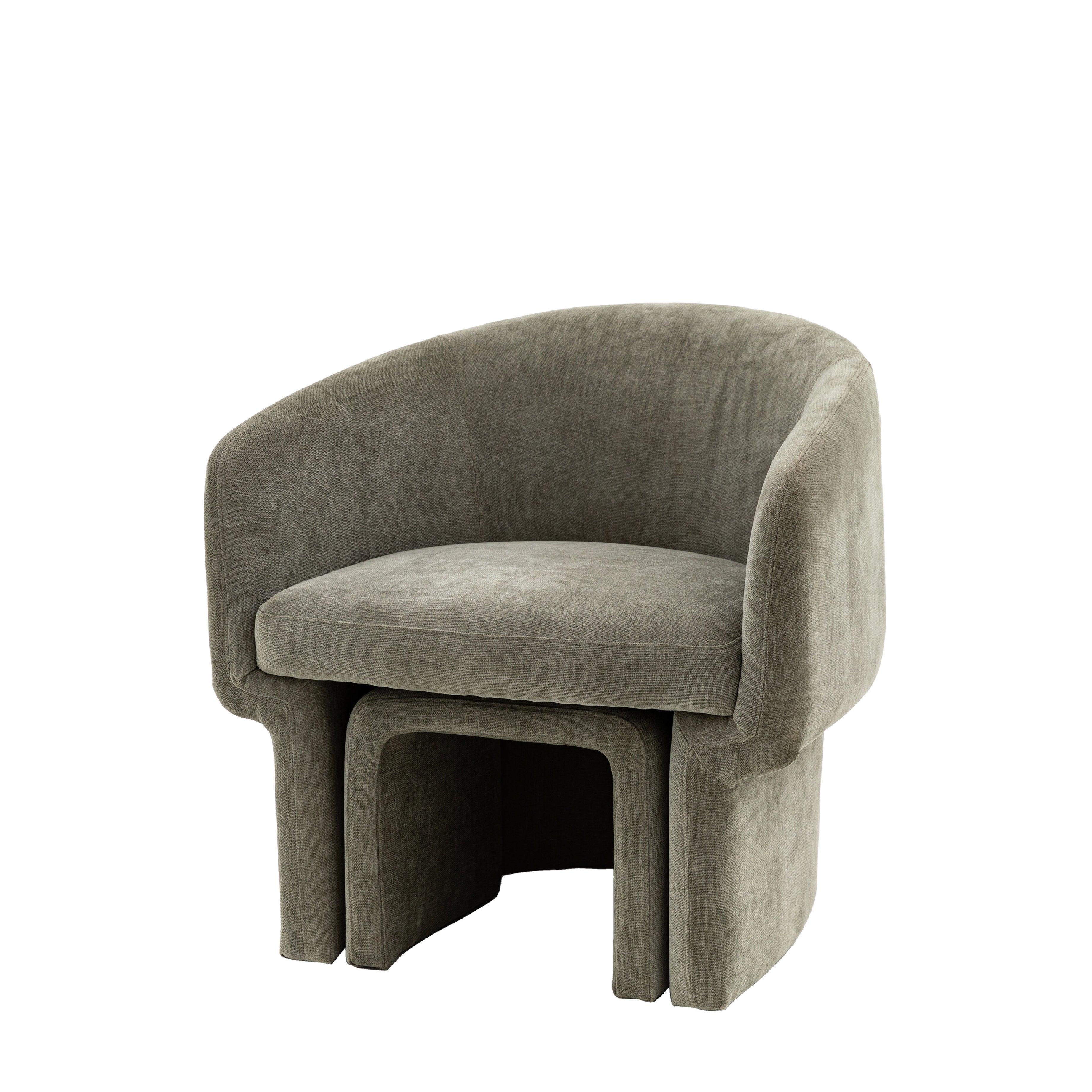 Asko Retro Armchair & Footstool | Sage Grey