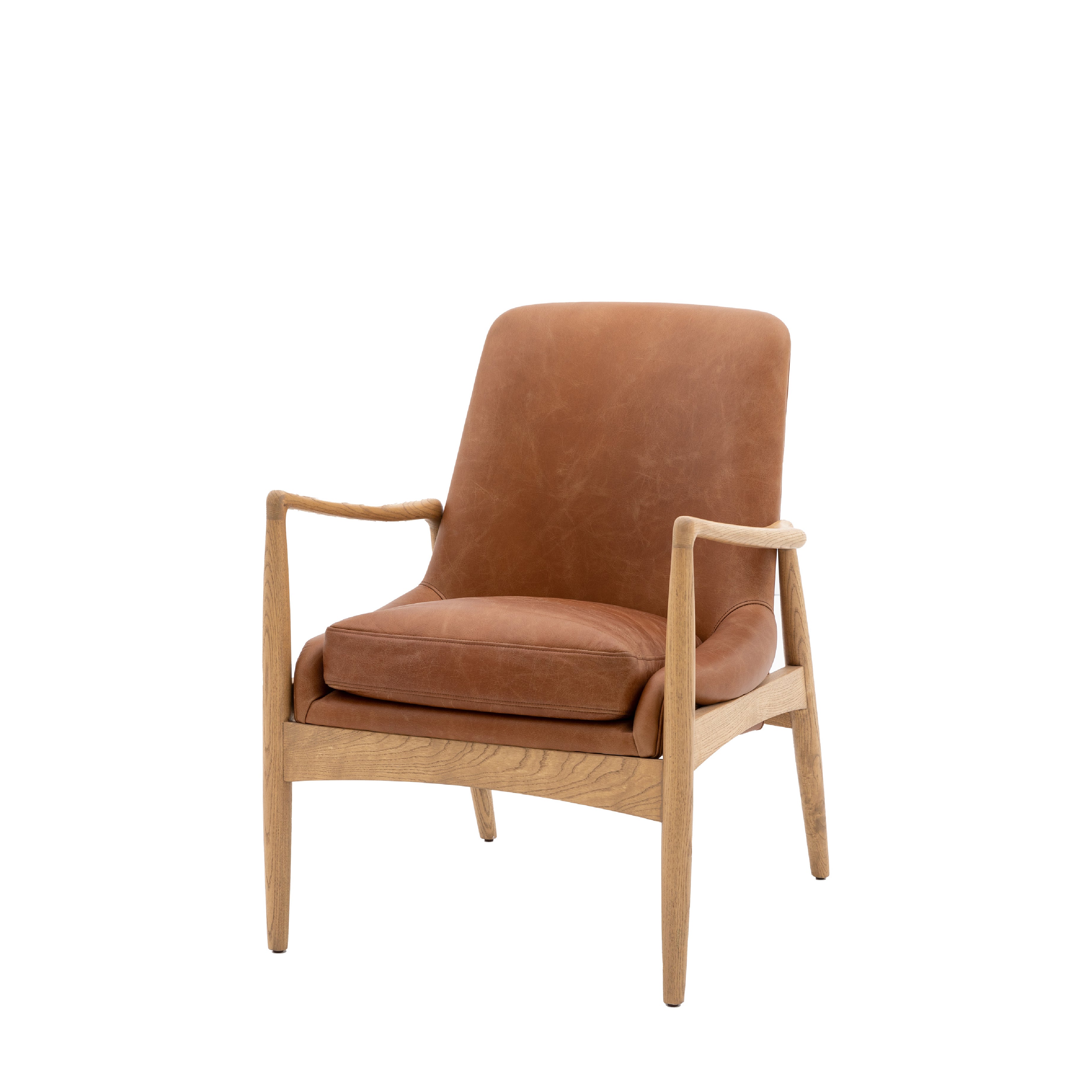 Carrera Leather Mid-Century Modern Armchair | Brown