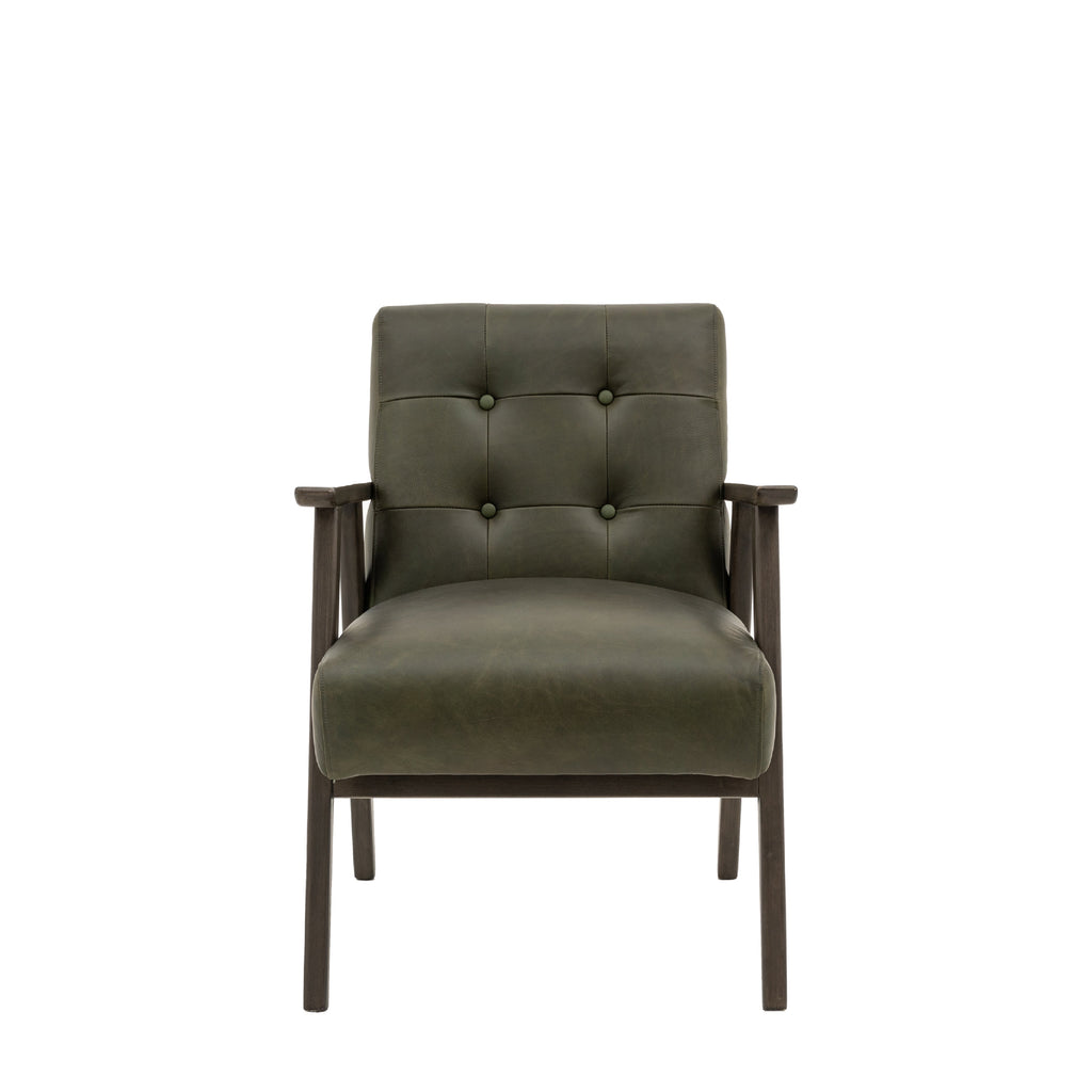 Blackhall Scandi Leather Armchair | Heritage Green