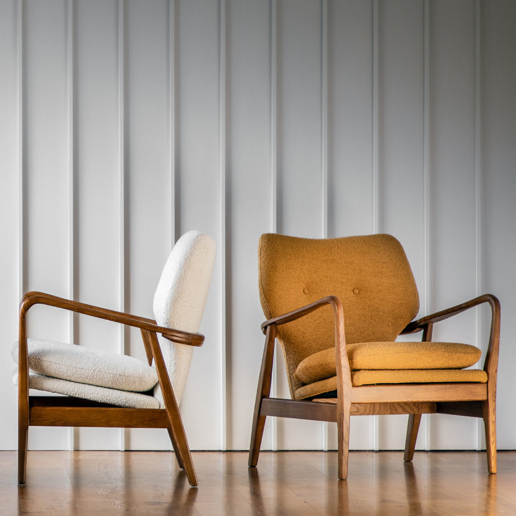 Jensen Mid-Century Modern Boucle Armchair | Ochre