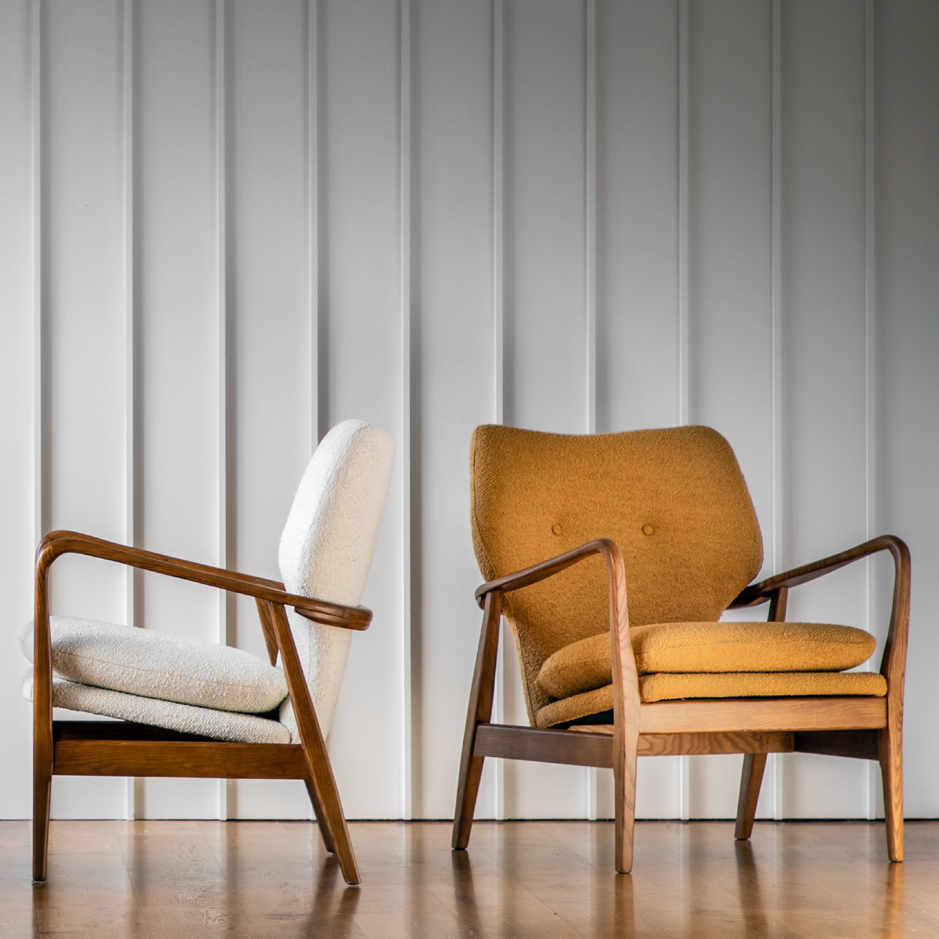 Jensen Mid-Century Modern Boucle Armchair | Ochre