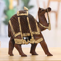 Camel Wood Figurine Hand-carved and Hand-painted in India - Camel Walk