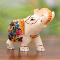 Hand-Painted Floral Soapstone Elephant Figurine from India - Good Fortune