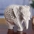 Traditional Jali-Themed Soapstone Royal Elephant Sculpture - Legacy of Elegance
