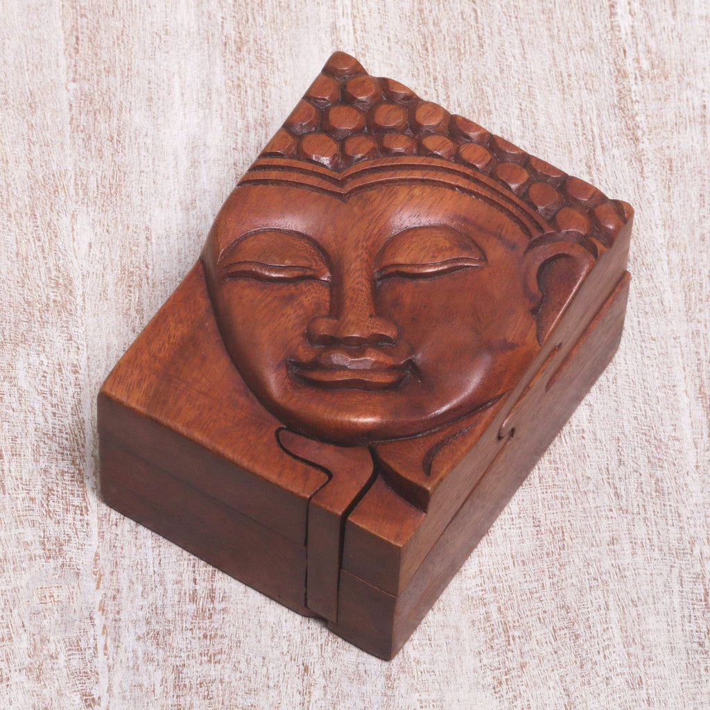 Hand Carved Buddha Motif Puzzle Box - Glory of Buddha