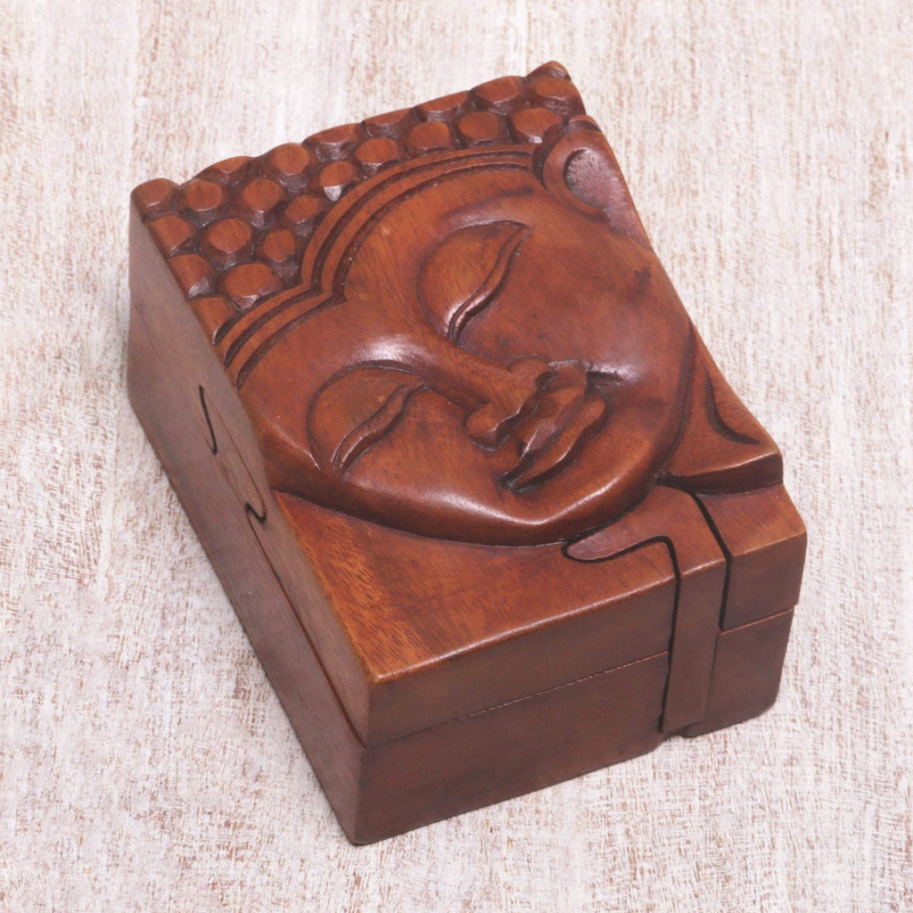 Hand Carved Buddha Motif Puzzle Box - Glory of Buddha
