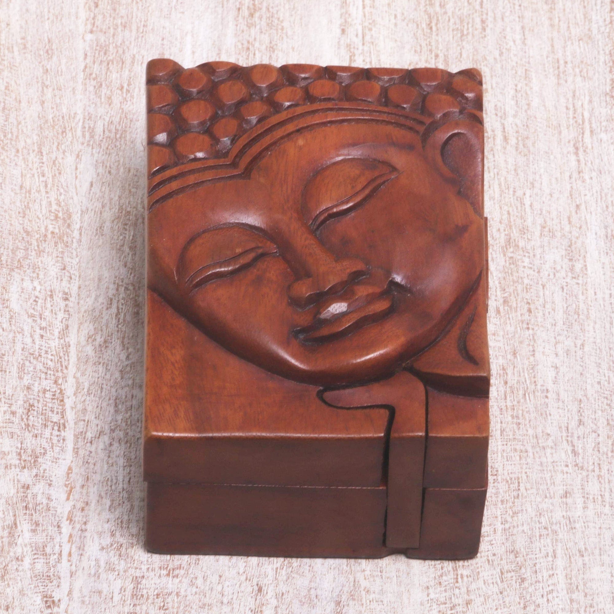 Hand Carved Buddha Motif Puzzle Box - Glory of Buddha