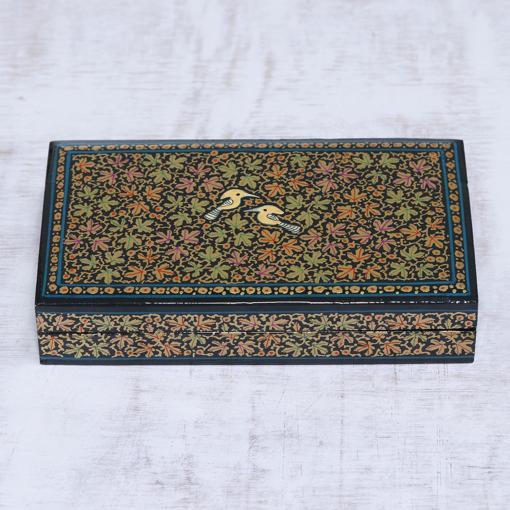 Leaf Motif Papier Mache and Wood Decorative Box - Chinar Paradise