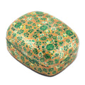 Wood and Papier Mache Decorative Box with Floral Leaf Design - Lush Kashmir Valley