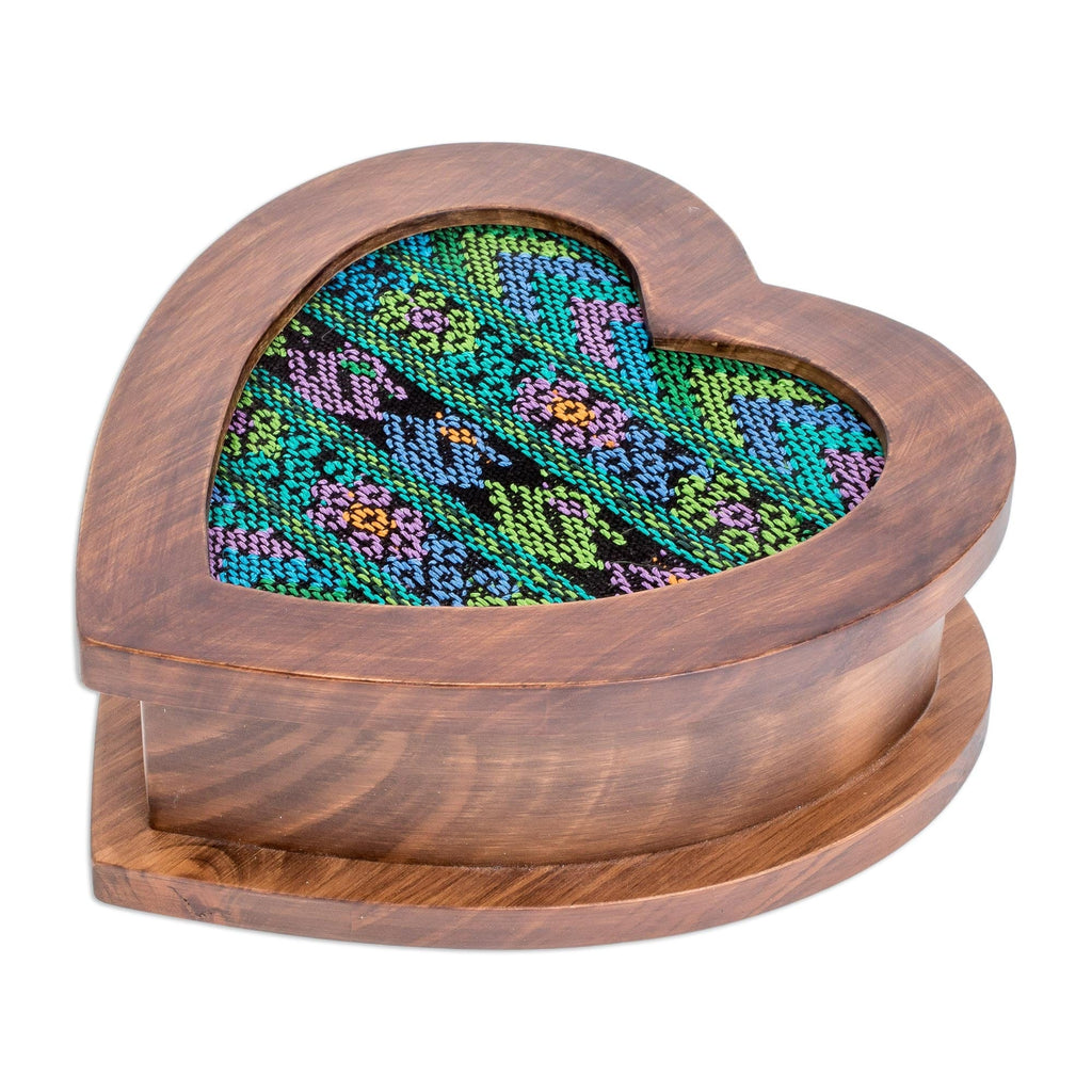 Artisan Crafted Heart Shaped Wood Jewelry Box - Heart of Blue