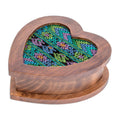 Artisan Crafted Heart Shaped Wood Jewelry Box - Heart of Blue