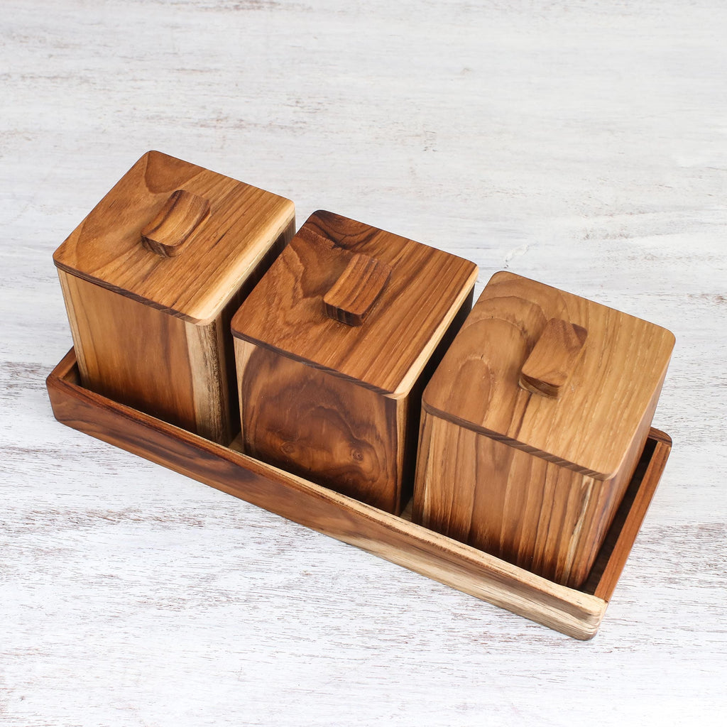 Teak Wood Decorative Boxes from Thailand (Set of 3) - Teak Treasure