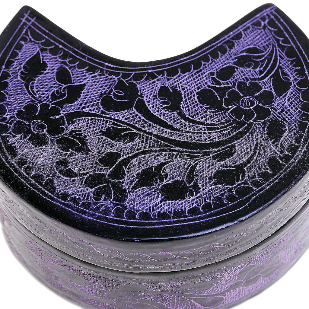 Blue and Purple Decorative Lacquerware Wood Boxes (Pair) - Crescent Dream in Midnight