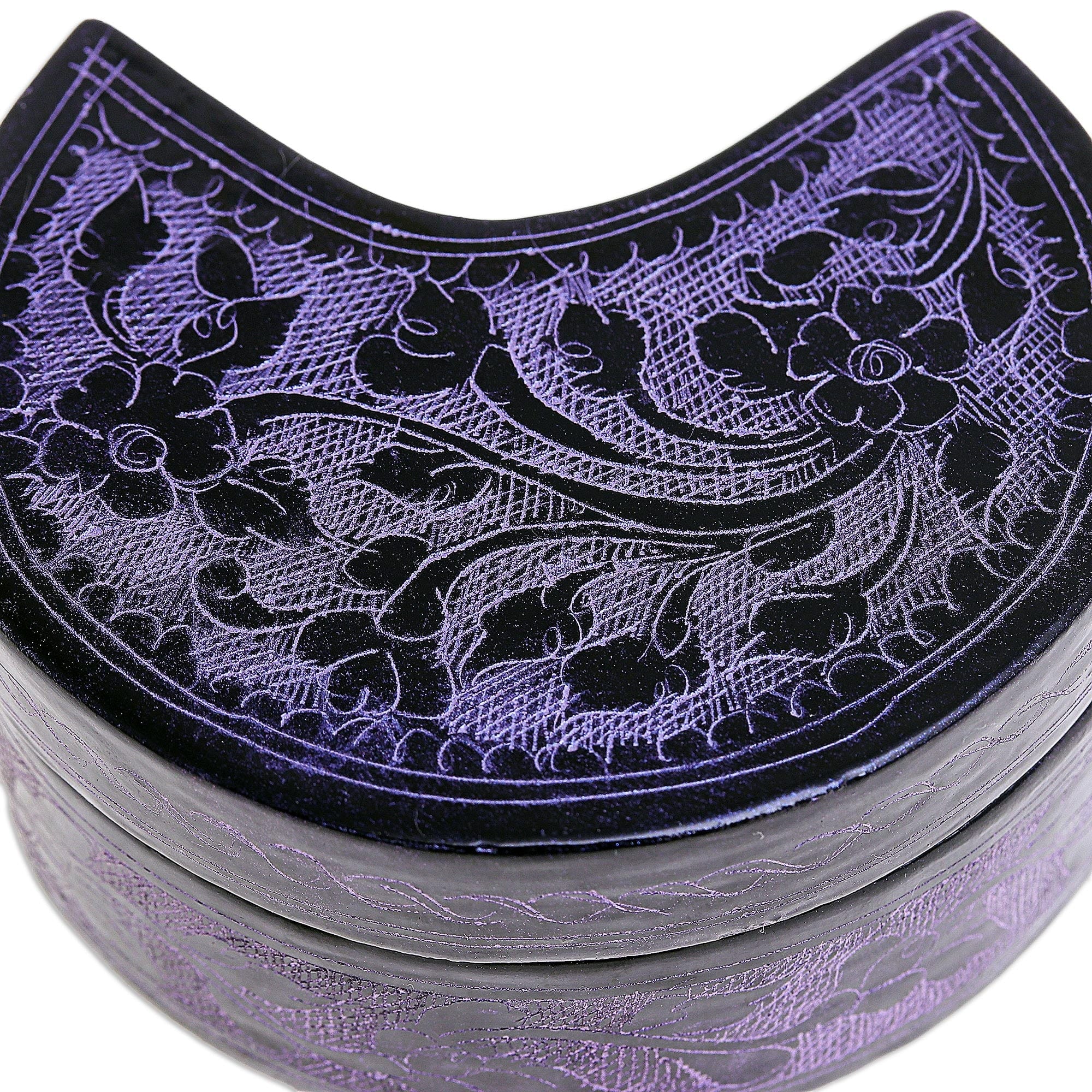 Blue and Purple Decorative Lacquerware Wood Boxes (Pair) - Crescent Dream in Midnight