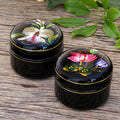 Hand Painted Lacquerware Wood Boxes (Pair) - Orchid and Poppy